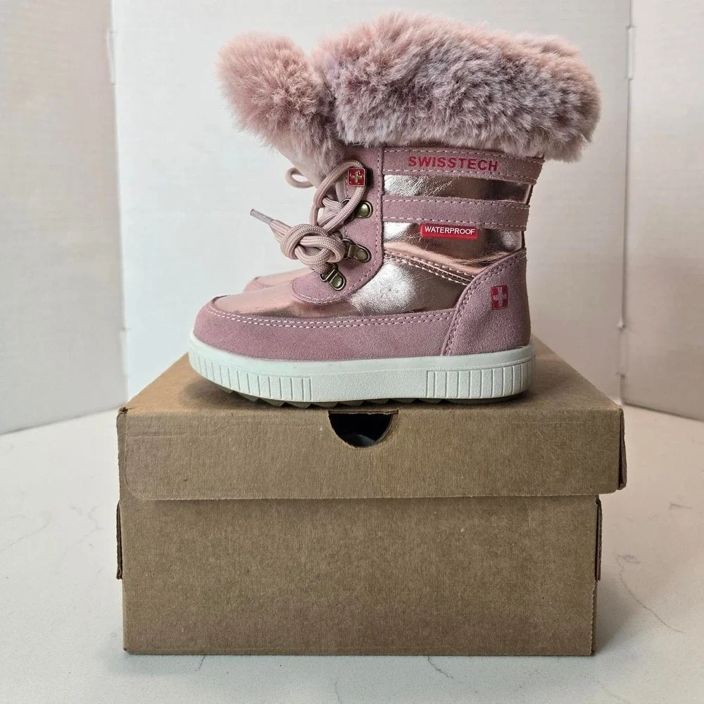 Swiss+Tech Boots Toddler Girls Cold Weather LT PINK Suede Fur 6.5x3